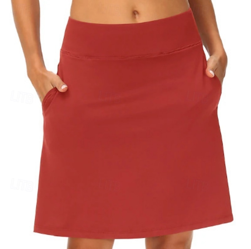 Femmes Couleur Unie Jupe décontractée Jupes de tennis avec shorts Jupe de sport Avec Poches Taille haute Élastique Évacuation de la transpiration Respirant Tennis Le golf Course Jupe Jupe-short Gris de 2026 ? $11.49 –P3