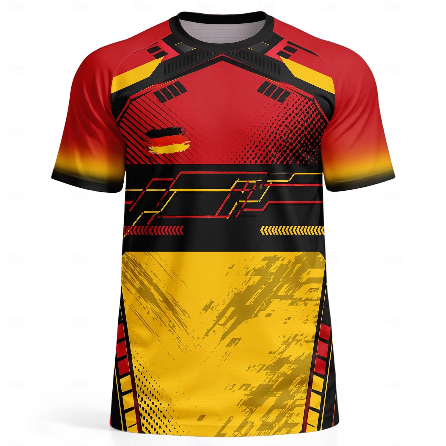 Camiseta de futebol masculina estilo alemão, com estampa geométrica, ideal para o verão, manga curta, proteção solar UPF 50, secagem rápida, tecido de malha respirável, modelo 2026, perfeita para de 2026 por $18.99 –P2