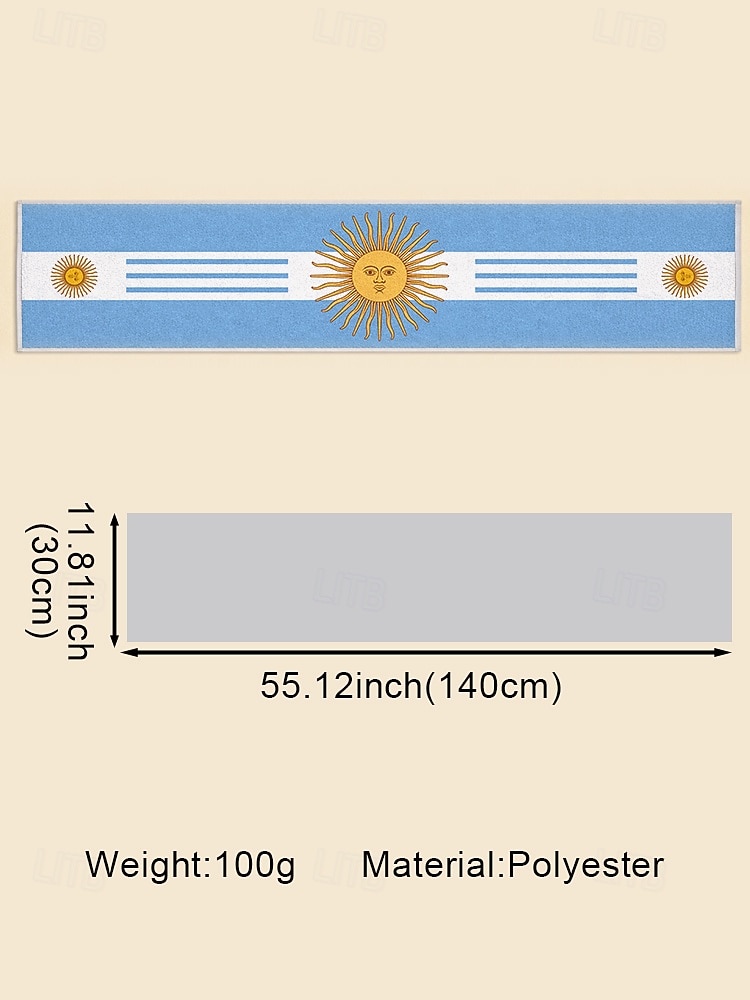 Herenhanddoek/sjaal van polyester met Argentijnse vlagprint, zachte sjaal voor voetbalfans om te gebruiken tijdens voetbalwedstrijden, stadionevenementen, sportevenementen en gewoon dagelijks. 2026 - $11.99 –P6