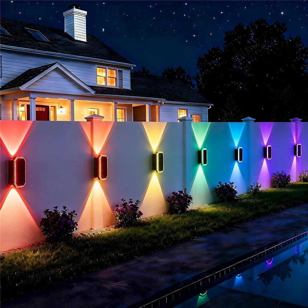 lumini solare pentru garduri cu 3 moduri, lentile LED, lumini solare IP65 &Aplice solare de perete pentru curte, piscină, verandă, terasă, balustradă 1 buc 2026 - $35.99 –P1