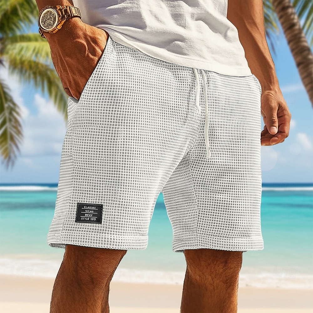 Per uomo Pantaloncini Waffle Pantaloncini Estivi Shorts da Spiaggia Pantaloncini casual Coulisse Elastico in vita Tinta unica Comodità Lunghezza al ginocchio Quotidiano All'aperto Abbigliamento del 2026 a $22.99 –P10