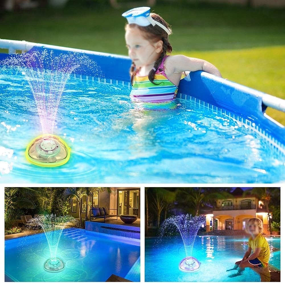 Перезаряжаемый фонтан для бассейна с подсветкой, плавающий фонтан для надземного бассейна, насос для фонтана с якорем, модернизированный плавающий насос для фонтана в бассейне или пруду. 2026 - $107.99 –P4