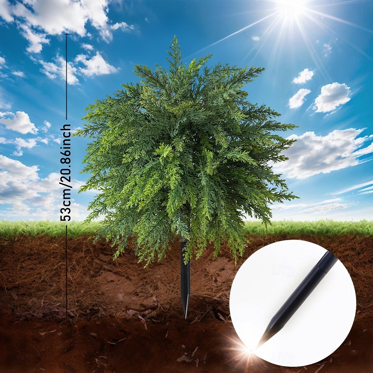 2026年 人工杉の木、高さ20.9インチの人工緑葉、地面に差し込むスパイク付き、リアルな屋内/屋外のホームデコレーション、プランターや庭の装飾、使いやすい床飾り  コレクション – $27.99 –P3