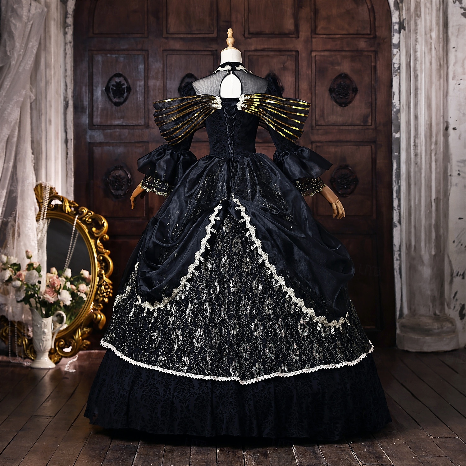 Rokokoo Barokki Tanssiaismekko Kokopitkä Mekot Tanssiaismekko Pitkähihainen Prinsessa Morsius Pitsi Kukka-aihe Tanssiaismekko Nelikulmainen kaula-aukko Naamiaispuku Naisten Kuninkaallinen Halloween 2026 - $235.59 –P4