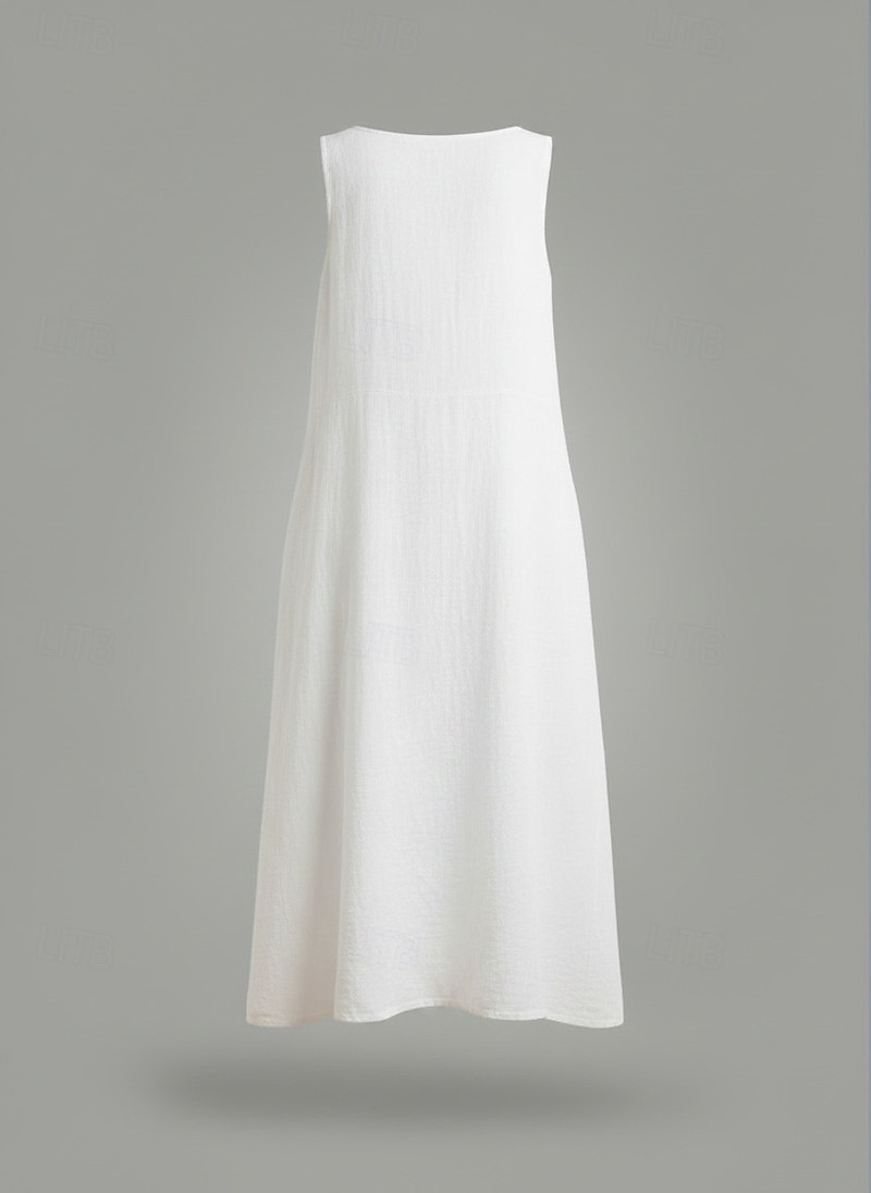 Mujer Vestido maxi Vestido de cambio Vestido de verano Casual Diario Holgado Plano Sin Mangas Cuello Barco Azul Piscina Negro Blanco Verde Claro Verano Primavera Otoño 2026 - $9.99 –P15