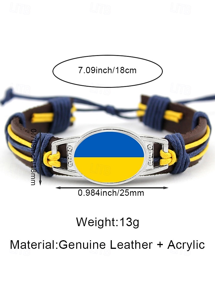 Men's Faux Leather and Acrylic National Flag Bracelet, Multi-Country Fan Wristband for Soccer Match Day, Football Support, Stadium Cheering, Casual Sportswear and Everyday Wear 2026 - $7.99 –P8