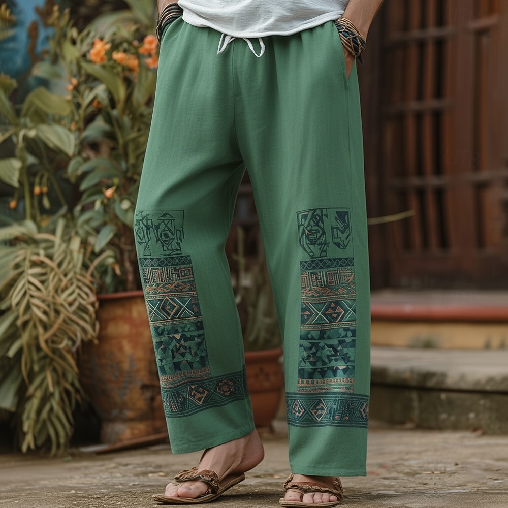Per uomo Motivo Geometrico Etnico Pantaloni Pantaloni casual Pantaloni Larghi Misura del girovita medio Vintage Retrò Casa All'aperto Vacanza Coulisse elastica in vita Pantaloni tipo lino con tasche del 2026 a $27.99 –P3