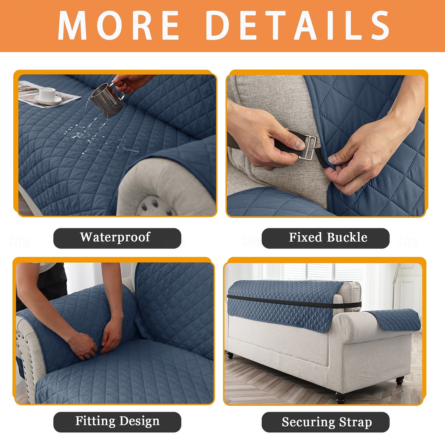 Water Resistant Reversible Couch Cover for 3 Cushion Cover Pet Friendly Sofa Cover for Dog Washable Furniture Protector  Slipcover with Non Slip Elastic Strap 2026 - $30.99 –P2
