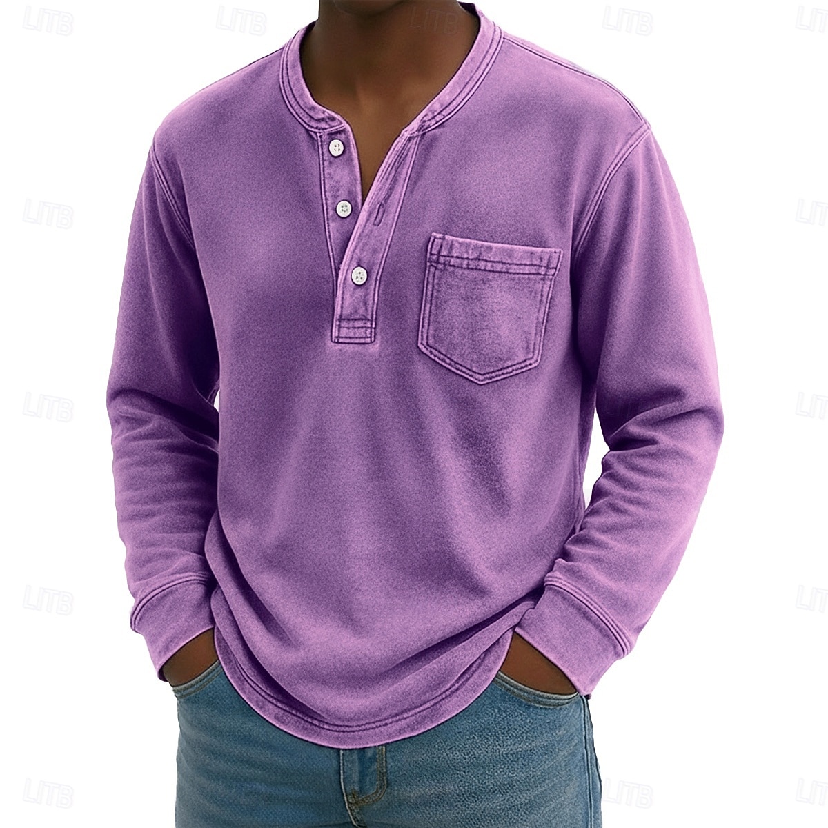 Férfi Henley ing 100% Cotton Acid Wash ing Póló póló Hosszú ujj Régies (Vintage) Retró Alkalmi Régies stílus Kimosva Henley Hétköznapi Tavasz Ősz Minden évszak Sötétbarna Fekete Rózsaszín Henley póló 2026 - $31.99 –P18