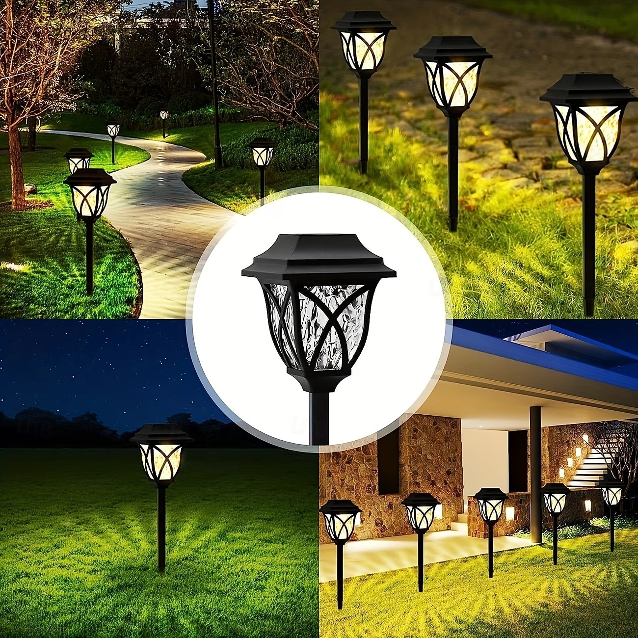 Confezione da 6 luci solari impermeabili da esterno con paletto, illuminazione decorativa a LED per giardino, cortile, prato, vialetto e aiuole: perfette per matrimoni, festività, feste, eventi del 2026 a $23.99 –P1