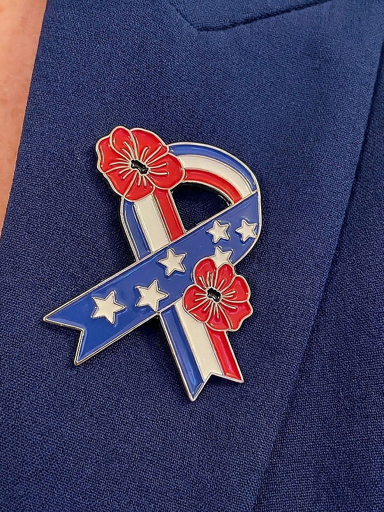 Damesbrocheset met legering lint en bloemmotief, gouden en zilveren patriottische reversspelden voor de viering van 250 jaar Amerika, Onafhankelijkheidsdag, feestelijke avondkleding en feestelijke 2026 - $7.99 –P2