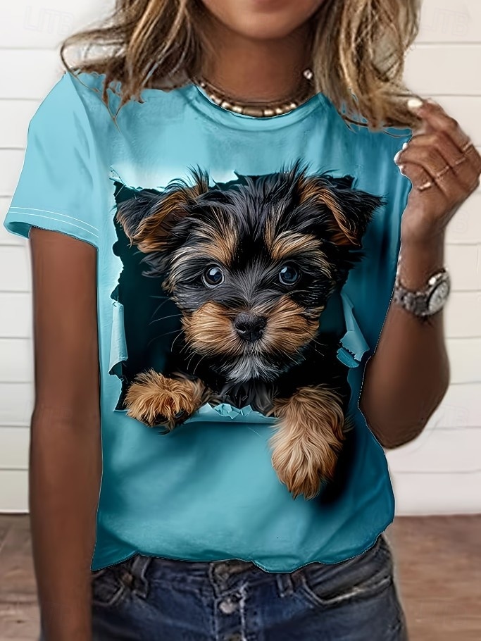 Easter Women's T Shirt Print Graphic Animal Cartoon Fashion Stylish Classic Short Sleeve Crew Neck Regular Tops Casual Daily Weekend Blue Light Beige Black Pink Purple Summer Spring 2026 - $21.99 –P11