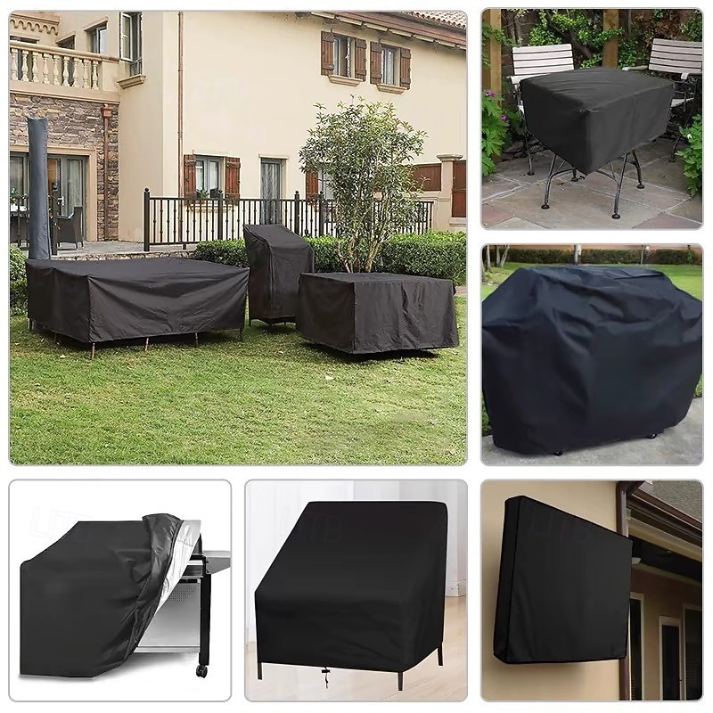 Capa impermeável para móveis de exterior, conjunto de 4 peças para sofá, cadeiras de jardim e mesa de centro, resistente ao vento com fivela, preta. de 2026 por $64.05 –P5