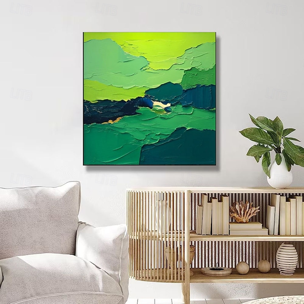 Abstract Green Landscape Oil Painting on Canvas Modern Textured ...