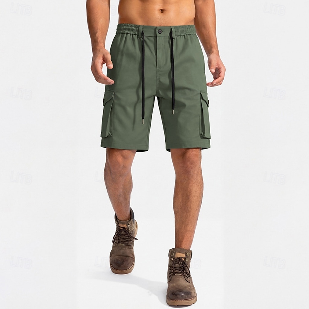 Men's Tactical Cargo Cargo Shorts Shorts Casual Shorts Drawstring Pocket Elastic Waist Plain Comfort Breathable Knee Length Casual Outdoor Beach Vacation Fashion Black Navy Blue Inelastic 2026 - $35.99 –P12