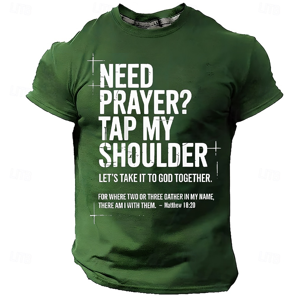 Pánská biblická potřebujete modlitbu klepněte mi na rameno Matouš 18 20 biblický verš křesťanské náboženské víry outreach T tričko grafické volnočasové krátký rukáv církevní oblečení ministerstva 2026 - $19.99 –P3