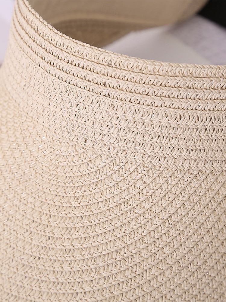 Visera de paja estilo boho para mujer, gorra de playa plegable y ajustable multicolor para vacaciones, resort de verano y uso casual diario. 2026 - $11.99 –P9