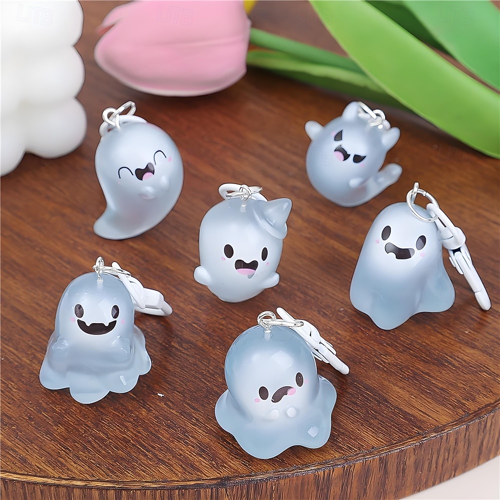 6 Pcs Glow in The Dark Ghost Keychains,  Cute Kawaii Mini Cartoon Resin Ghost Key Chain Charms for Backpacks, Bags, Halloween Party Favors, Gifts for Kids Adults 2026 - $13.49 –P5