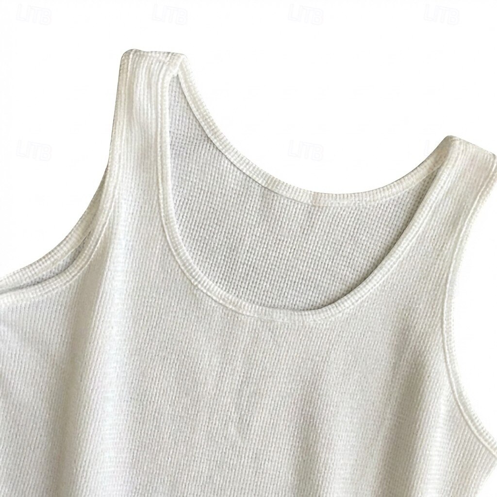 Femmes Débardeur gaufré Couleur Unie Mode Élégant Occasionnel Sans manches Col en U Hauts Réguliers Occasionnel Quotidien Sports Noir Blanche Vert Été Printemps de 2026 ? $16.49 –P4