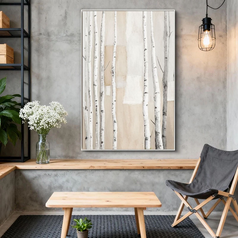 Original Abstract Tree Painting on Canvas Neutral Textured Forest Wall ...