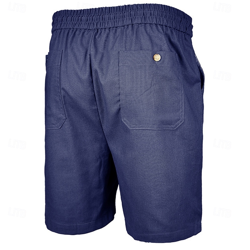 Men's Shorts Linen Shorts Summer Shorts Beach Shorts Drawstring Elastic Waist Plain Comfort Breathable Short Daily Outdoor Beach Vacation Fashion Blue Black Inelastic 2026 - $29.99 –P20