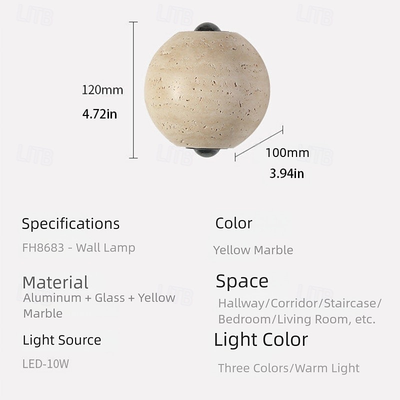 Durable Yellow Travertine Wall Mount Reading Light for Bed Pull Chain Wall Lamp Minimalist Round Wall Sconce Surface Mount LED Wall Lighting for Bedroom Bedside Lamps 110-240V 2026 - $167.99 –P5