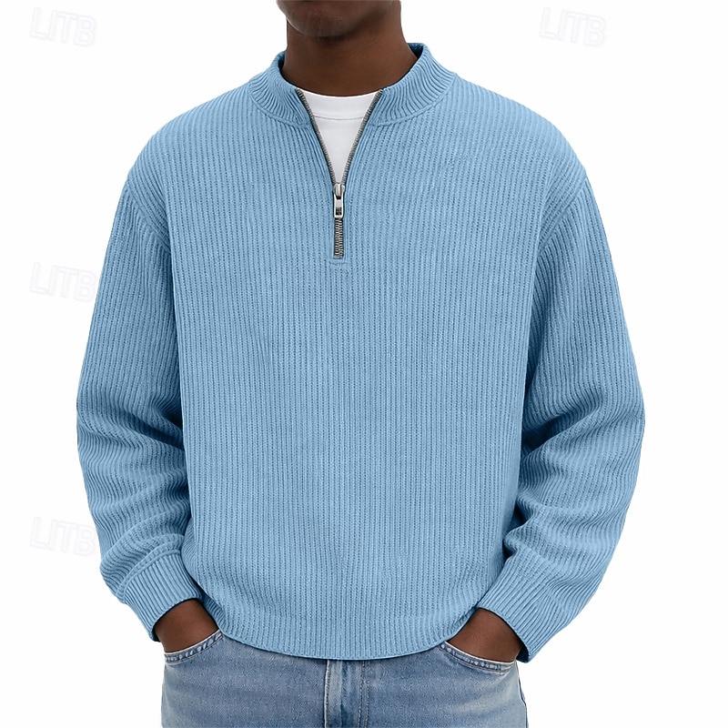 Férfi Pulóver Kordbársony Negyed cipzáras pulóver Fekete Világoszöld Burgundi vörös Sötétkék Sötétzöld Álló gallér Sima Texturált Hétköznapi Napi Sport & Szabadtéri Utcai sikk Menő Sportruházat 2026 - $24.99 –P3