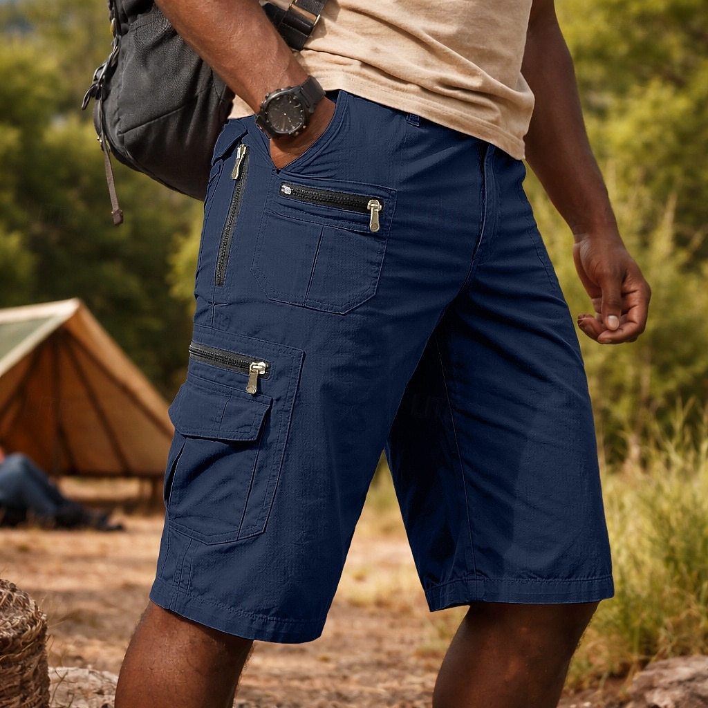 Herre Lastebukser Cargoshorts Shorts Casual shorts Lomme Elastisk midje عادي Knelengde Avslappet utendørs Gateklær Mote Gatemote Svart Brun Uelastisk 2026 - $35.99 –P5