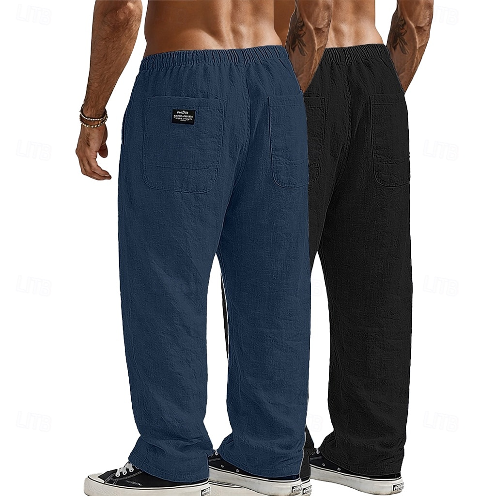 Per uomo Pantaloni di Lino Pantaloni Pantaloni Estivi Pantaloni Larghi Pantaloni da Spiaggia Coulisse Elastico in vita Gamba Dritta Semplice Comodità Traspirante Lunghezza intera Casuale Quotidiano del 2026 a $41.99 –P6