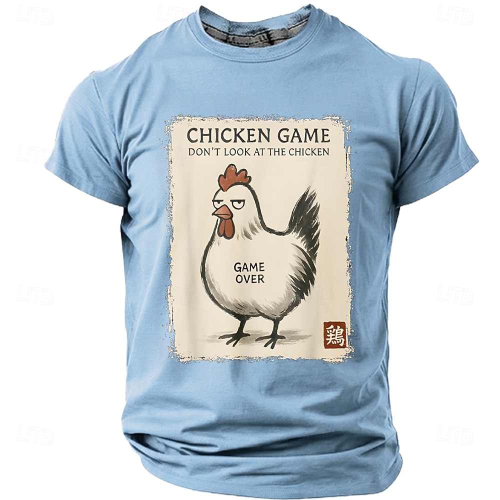 Herren-T-Shirt im japanischen Stil mit Hühnermotiv (Kanji-Zeichen für Hahn und Robbe) – Retro-Look, normale Passform, Harajuku-Streetwear, Designer-Kleidung, Größen: S, M, L, XL, XXL 2026 - $19.99 –P8