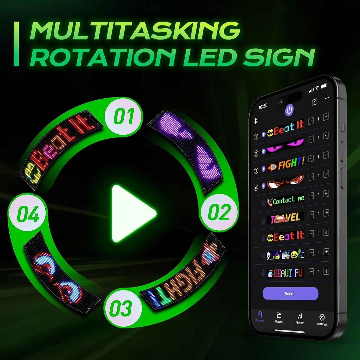 مصباح LED ضخم ساطع على شكل عيون شيطانية للسيارة، شاشة عرض رقمية مرنة قابلة للتمرير، تحكم عبر تطبيق بلوتوث، لافتة متجر LED متحركة بنمط نص مخصص للسيارات والفنادق والمدارس 2026 - $30.99 –P1