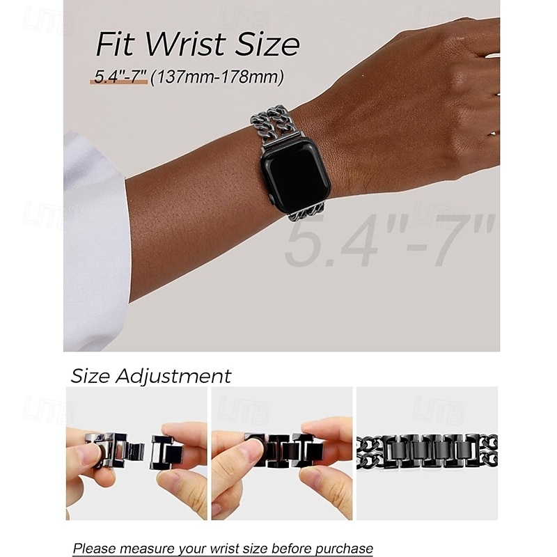 Jewelry Bracelet Compatible with Apple Watch band 38mm 40mm 41mm 42mm 44mm 45mm 46mm 49mm Glitter Double Chain Luxury Alloy Strap Replacement Wristband for iwatch Ultra 3 2 Series 11 10 9 8 7 SE 6 5 2026 - $16.99 –P12