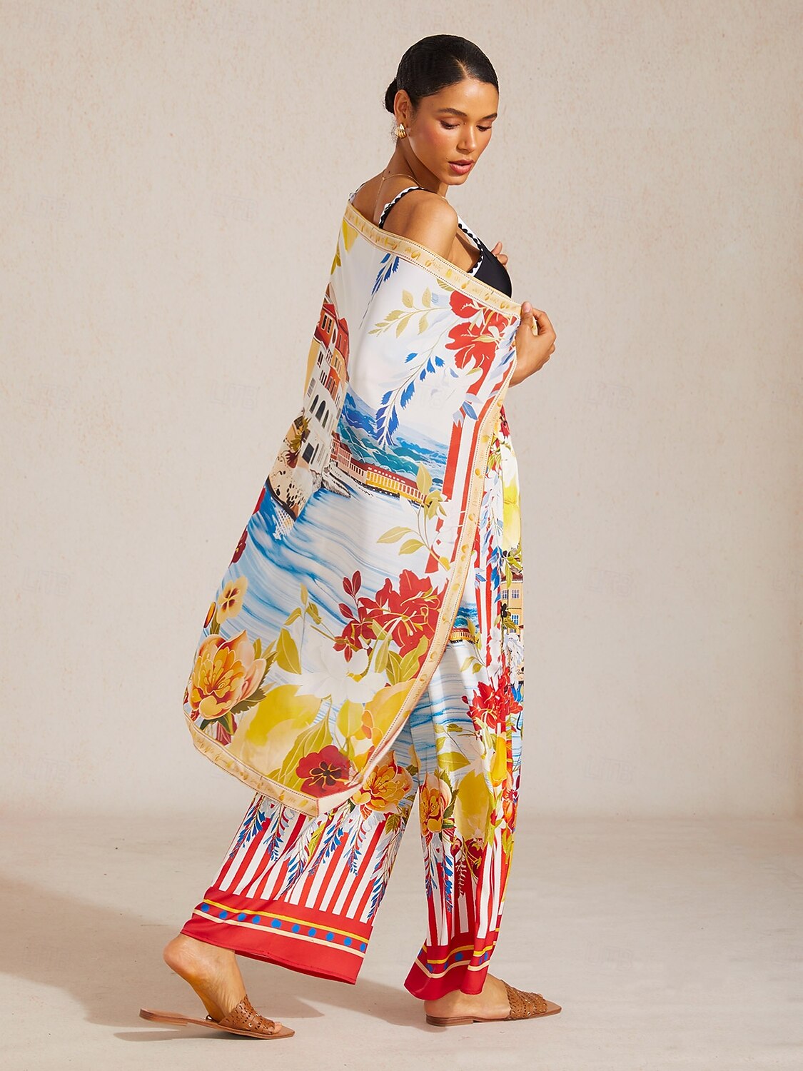 Καλοκαιρινό, αέρινο τετράγωνο φουλάρι από σιφόν της Σαντορίνης 2026 - $33.99 –P3