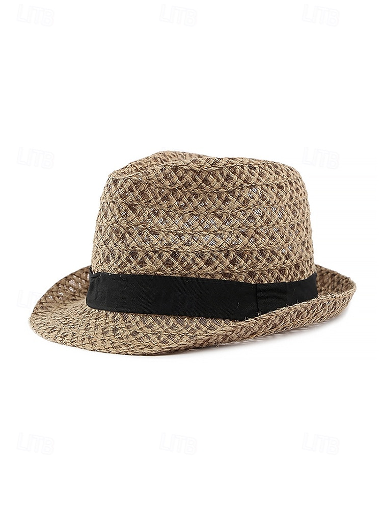 Chapeau fedora bohème en paille respirante pour homme, chapeau de plage tressé pour l'été, idéal pour les vacances, les voyages, les tenues décontractées et le quotidien. de 2026 ? $29.99 –P5