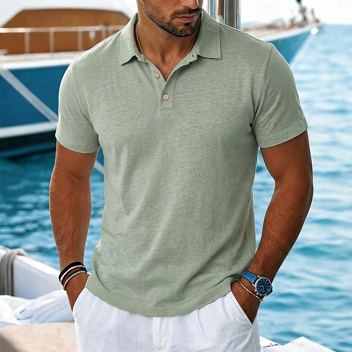 Per uomo Camicia di lino Polo Casuale Vacanza Classico Manica Corta Vacanza Moda Semplice Testurizzato Bottoni Estate Primavera Vestibilità regolare azzurro cielo Nero Rosa Verde Azzurro Camicia di del 2026 a $20.99 –P5