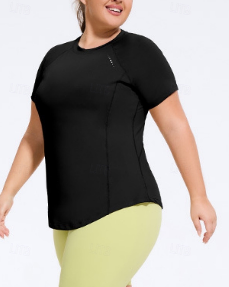 Women's Yoga Tops Workout Tops Crew Neck Skin Friendly Lightweight Comfortable Plus Size Short Sleeve Sports Solid Color Top For Gym Workout Running Fitness Loose Fit Activewear 2026 - $22.99 –P3