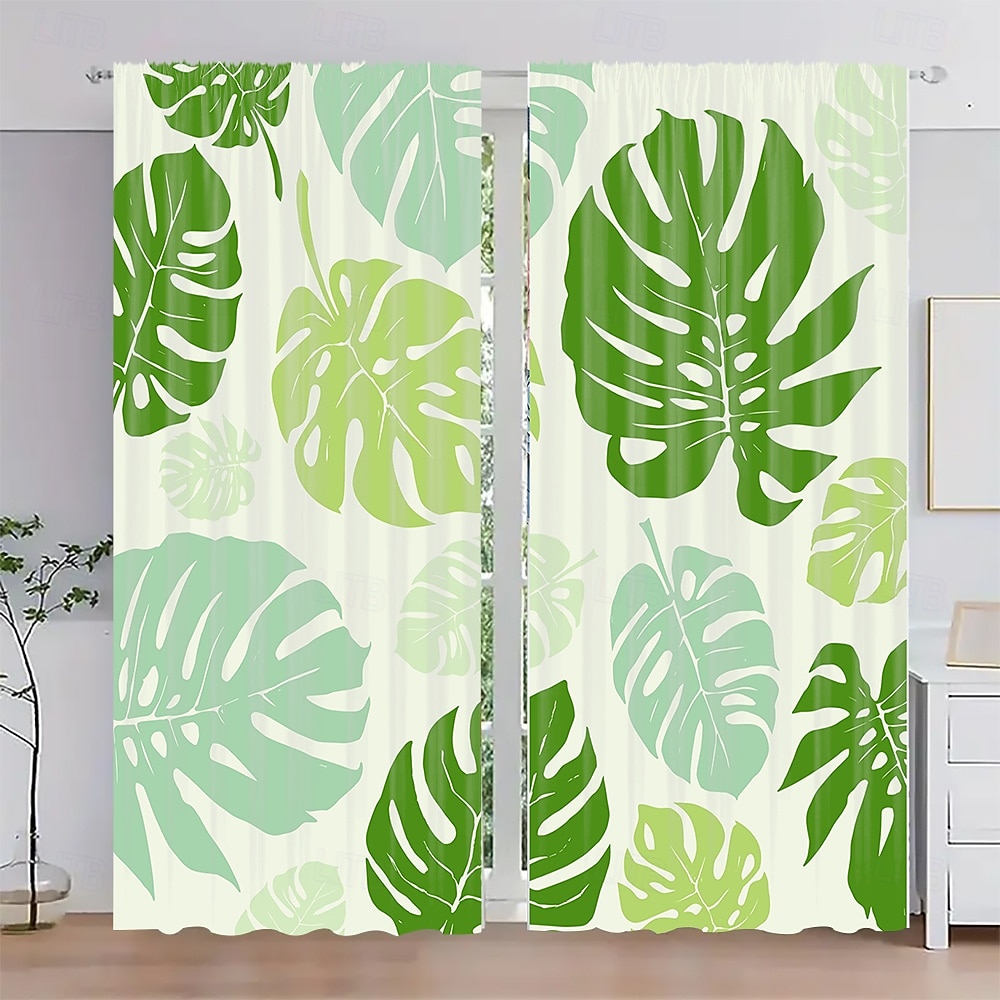2 kpl kasvi- ja kukkataideverhoja, polyesteri-ikkunaverhot tankotaskulla, vihreät kasvitieteelliset kuvioverhot olohuoneeseen, makuuhuoneeseen, keittiöön, asuntolan sisustukseen, kodin sisustukseen 2026 - €27.99 –P7