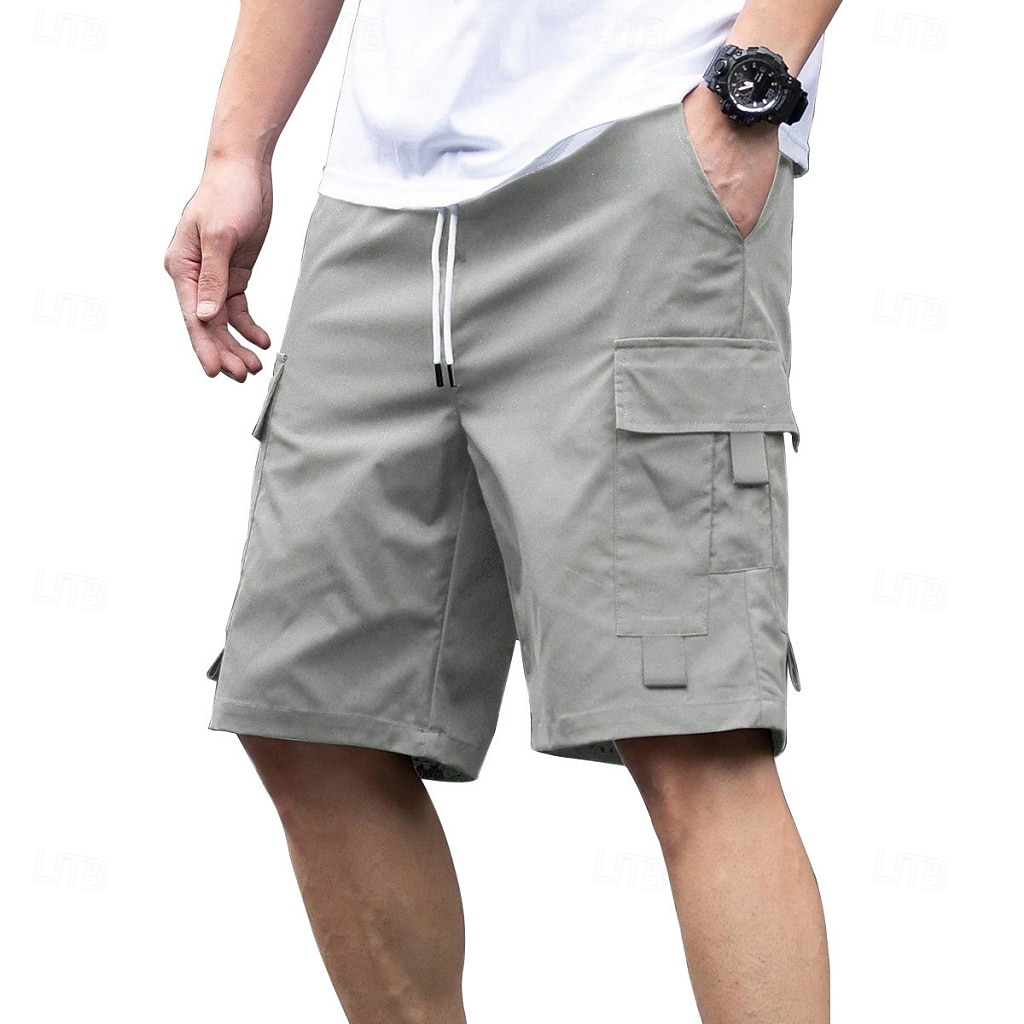 Herr Cargobyxor Cargo-shorts Shorts Casual shorts Snörning Ficka Elastisk midja Slät Enfärgat Knelängd Utomhus Streetwear Camping Mode Streetwear Svart Marinblå Oelastisk 2026 - $21.99 –P7