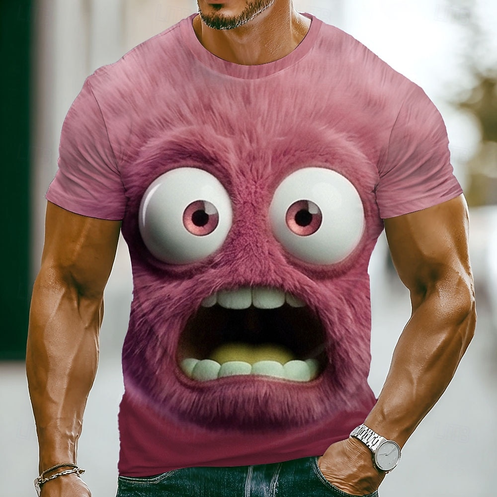 Herre Morsomme Emotes T-skjorte Kortermet T-skjorte 3D-print Rundhalset Mote Overdrevet Avslappet Daglig Gate Blå Lysegrønn Rød Sommer Vår Klær S M L XL XXL XXL 2026 - $18.99 –P5
