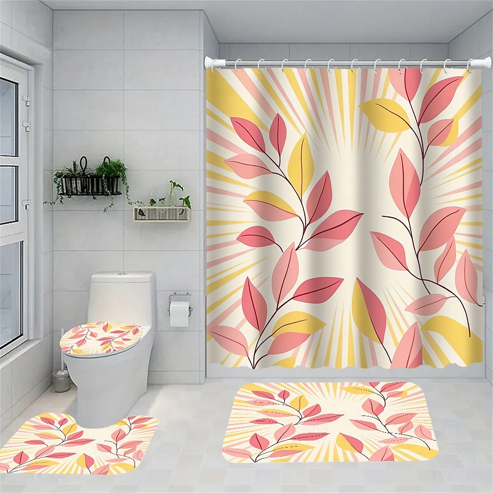 Modern Creative Bathroom Shower Curtain and Bath Mat Set, Polyester Waterproof, Mildew Resistant, Quick Dry, Non Slip, Easy to Clean, Home Bathroom Decor 2026 - $55.99 –P4
