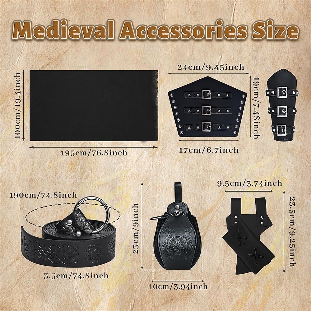 Medieval Renascentist Pantaloni Curea în Talie Cămașă Mâneci Lungi Pirat Viching Ranger Cu Șiret În V Costume de fancy Bărbați Pirat Mascaradă Petrecere Târgul Renașterii LARP Adulți Costum 2026 - $70.99 –P4