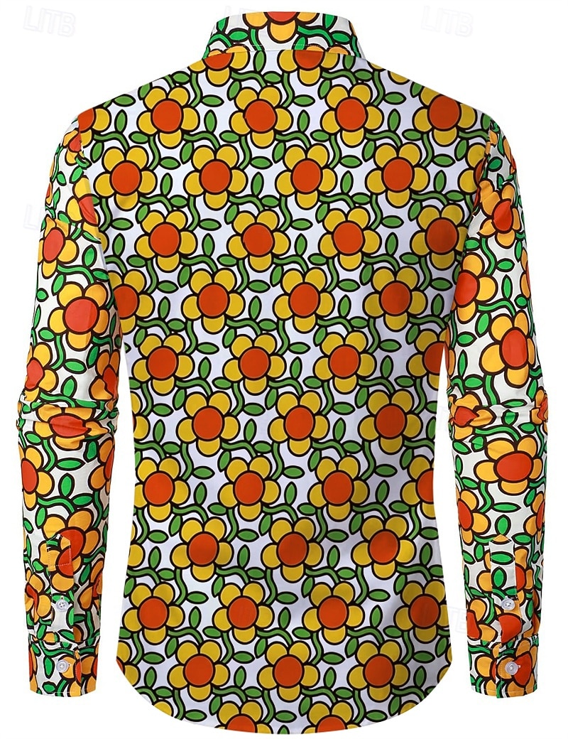 Retro / vintage Boheemi 1970 luku Pusero Hippi Kukka Naamiaispuku Miesten Halloween Karnevaali musiikkifestivaali Retro-teemaiset juhlat Aikuisten Pusero 2026 - $27.99 –P2