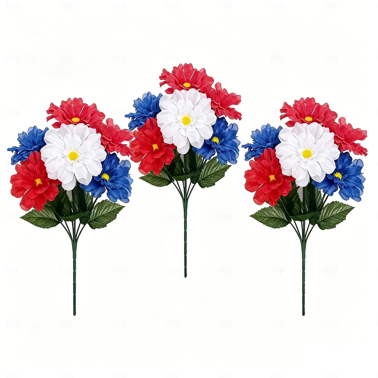 3Pcs 250th Anniversary Artificial Chrysanthemums & Rose Flowers, Reusable Plastic Flowers for American Independence Day Decorations, 4th of July Party Decor, Home & Garden Centerpieces 2026 - $20.99 –P14
