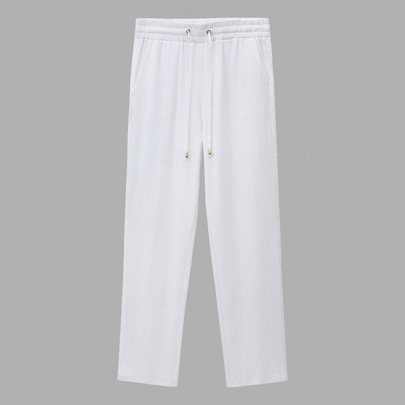 Women's Cotton Linen Pants Summer Pants Pants Trousers Vacation Basic Casual Daily Full Length Natural Plain Drawstring Front Pocket Comfort Breathability Comfortable Inelastic Daily Going out Weekend 2026 - $22.99 –P3