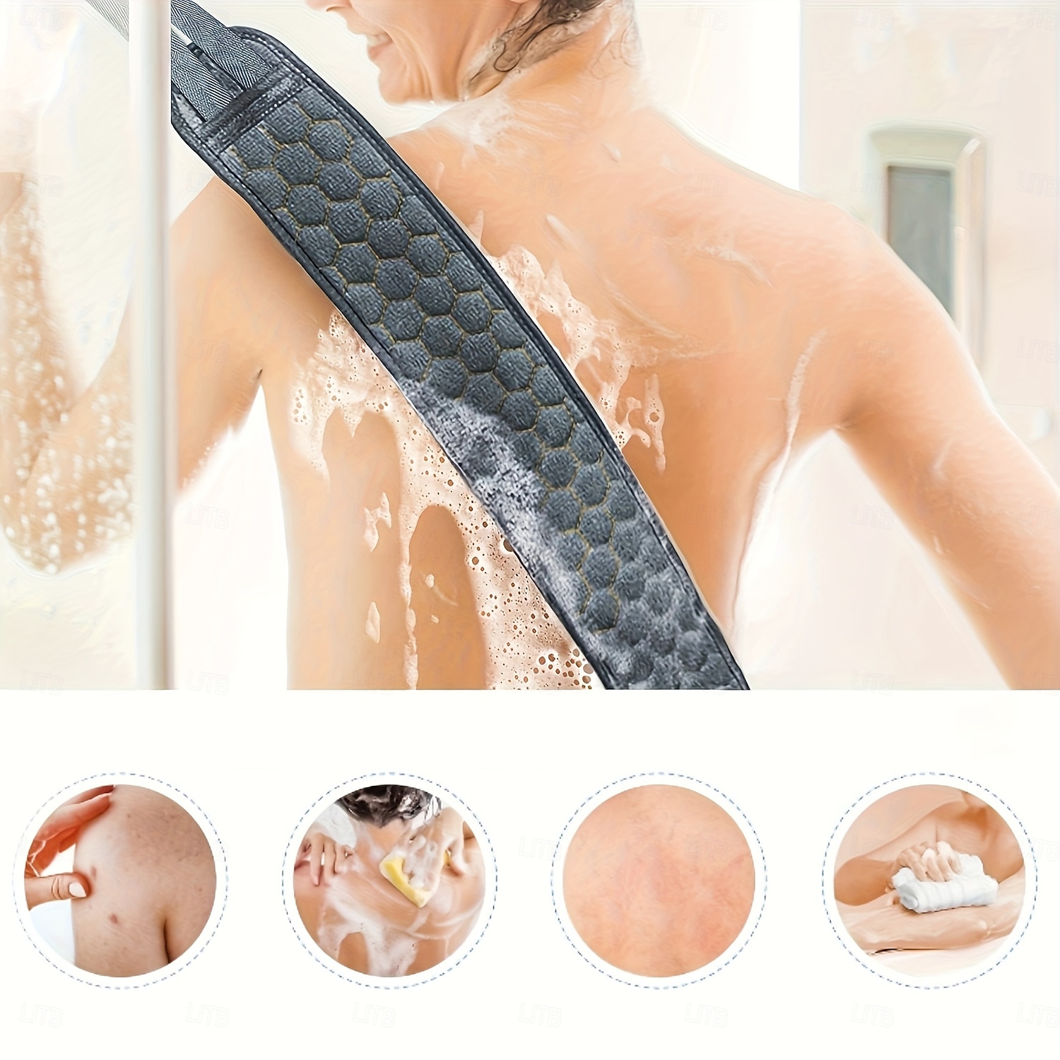 6-delige exfoliërende badset - rugscrubber voor onder de douche, exfoliërende handschoen &Luffaspons, lichaamsscrubber met lange steel voor het verwijderen van dode huidcellen, professionele 2026 - $17.99 –P1
