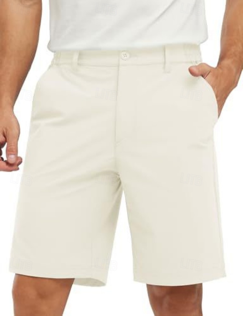 Men's Dress Shorts Business Casual Shorts Golf Shorts Pocket Elastic Waist Plain Waterproof Comfort Knee Length Outdoor Business Work Fashion Streetwear Black Navy Blue Inelastic 2026 - $24.99 –P12