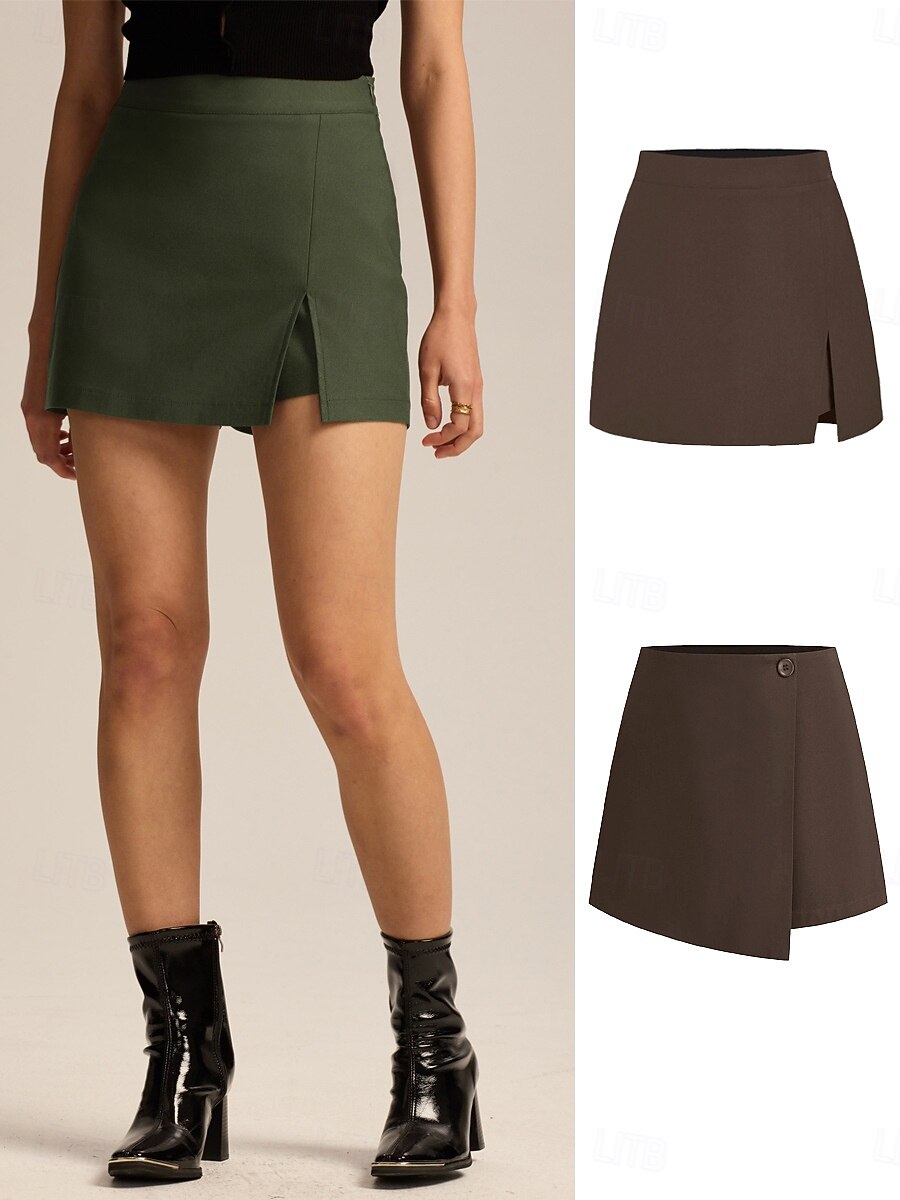 Per donna Gonna da vacanza Moda Casual Mini Vita Alta Gonne Semplice Inelastico Quotidiano Streetwear Vinaccia Nero Verde militare Blu marino Primavera del 2026 a $27.99 –P1