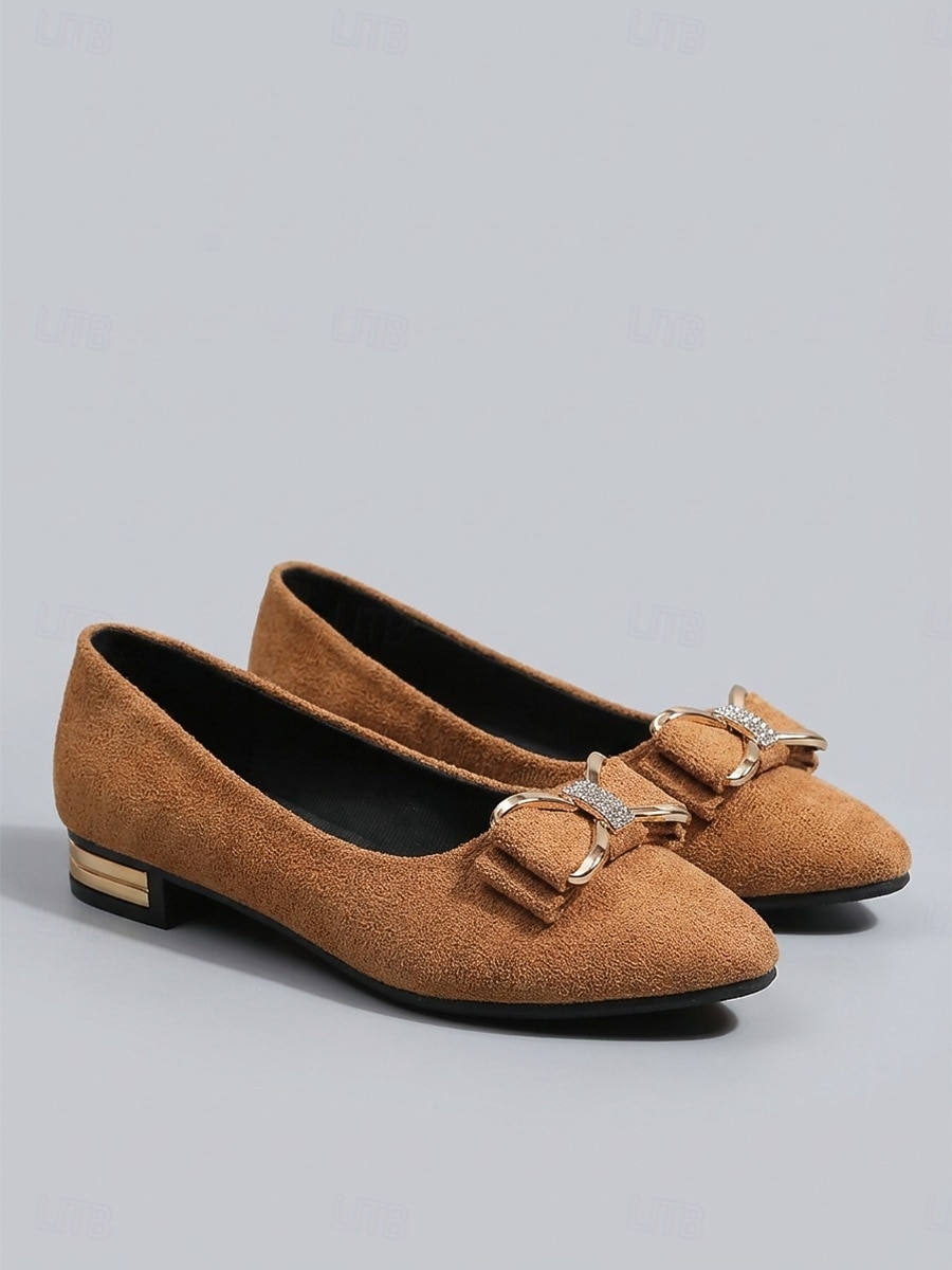 Scarpe basse professionali da donna in camoscio grigio - comode ballerine a punta quadrata con elegante fiocco, ideali per l'ufficio e gli spostamenti quotidiani. &abbigliamento da lavoro per tutto il del 2026 a $24.99 –P1