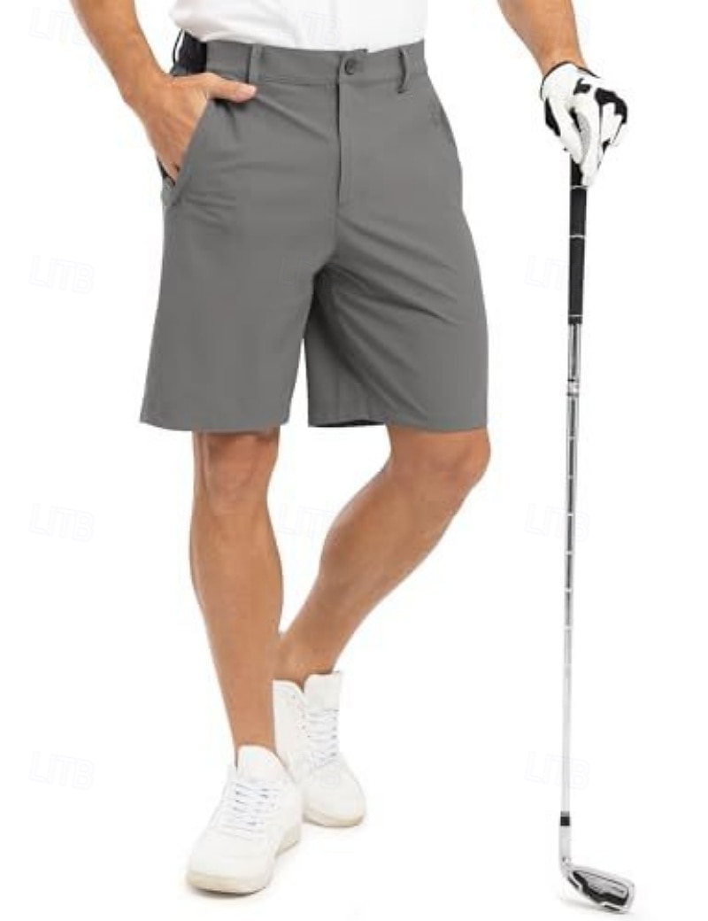 Voor heren Geklede korte broek Bedrijf Casual korte broek Golfshorts Zak Elastische taille Effen kleur Comfort Sneldrogend Knielengte Casual Buiten liiketoiminta Modieus Streetwear Zwart Marineblauw 2026 - SAR 111 –P1