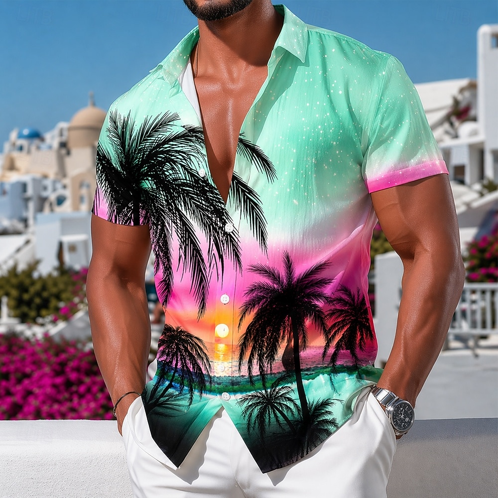 Bărbați Natural & Peisaj Palmier de nuca de cocos Plante tropicale Cămașă Cămașă hawaiană Cămăși tropicale Manșon scurt Hawaiană Stațiune Vacanta la plaja Vară Primăvară Răsfrânt Imprimare 3D Cămăși 2026 - $25.99 –P3